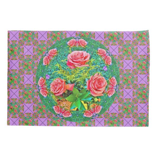 ピンクの水カラーバラ 枕カバー (裏面)