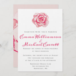 ピンクの水カラーバラ | 結婚s 招待状