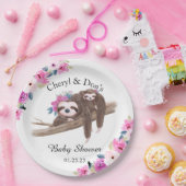 ピンクの水カラーフローラスロスベビーシャワー ペーパープレート (パーティー)