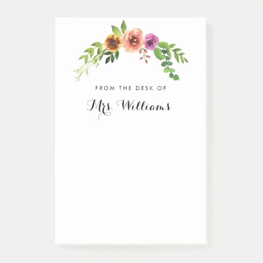 ピンクの水カラーフローラ先生ポストイット注記 ポストイット (正面)