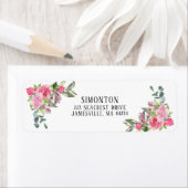 ピンクの水カラーフローラ差出人住所ラベル ラベル (インサイチュ)