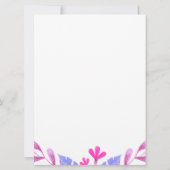 ピンクの水カラーフローラ結婚式招待状 招待状 (裏面)