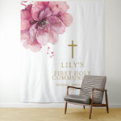 ピンクの水カラーフローラ聖体背景 タペストリー (インサイチュ)