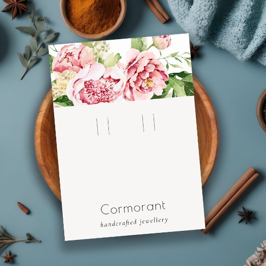 ピンクの水カラー牡丹フローラループフープのホルダー 名刺