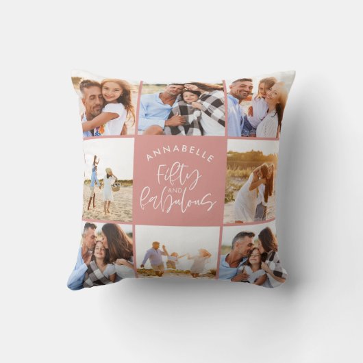 ピンクの水ガーリー彩50と素晴らしい誕生日 クッション (裏面)