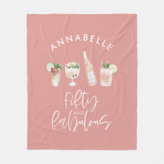 ピンクの水ガーリー彩50と素晴らしい誕生日 フリースブランケット (正面)