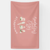 ピンクの水ガーリー彩50と素晴らしい誕生日 横断幕 (縦)