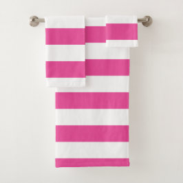 ピンクの水平ストライプ バスタオルセット