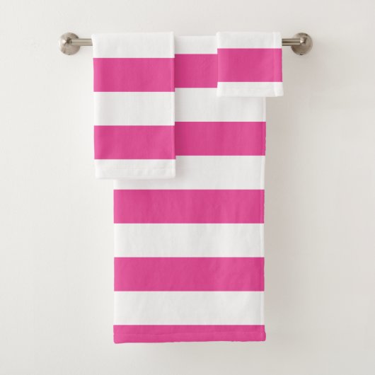 ピンクの水平ストライプ バスタオルセット (インサイチュ)