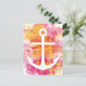 ピンクの水彩いかり ポストカード (スタンド正面)