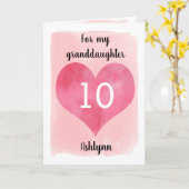 ピンクの水彩と赤いハート10番目の誕生日カード カード (黄色い花)