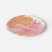 ピンクの水彩と金ゴールド卒業パーティープレート ペーパープレート (アングル)