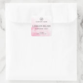 ピンクの水彩のシックな正方形製品ラベル スクエアシール (バッグ)