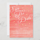 ピンクの水彩のテクスチャ結婚デートカードを保存 招待状 (正面)