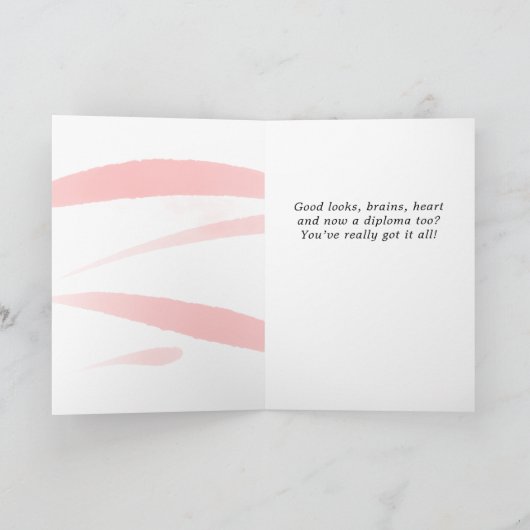 ピンクの水彩の卒業祝い2写真C カード (内部)