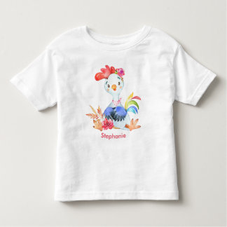ピンクの水彩の小鳥 トドラーTシャツ