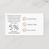 ピンクの水彩の白いバラの香りのする石鹸とロウソク 名刺 (裏面)