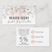 ピンクの水彩の白いバラの香りのする石鹸とロウソク 名刺 (正面/裏面)