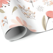 ピンクの水彩の花の継ぎ目のないパターン ラッピングペーパー (ロールコーナー)