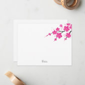 ピンクの水彩の花2 ノートカード (正面/裏面インサイチュ)