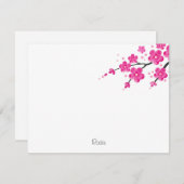 ピンクの水彩の花2 ノートカード (正面/裏面)