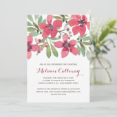 ピンクの水彩の花|退職パーティー 招待状 (スタンド正面)
