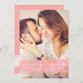 ピンクの水彩の飛沫でお知らせ セーブ・ザ・デートのお知らせ セーブザデート (正面/裏面)