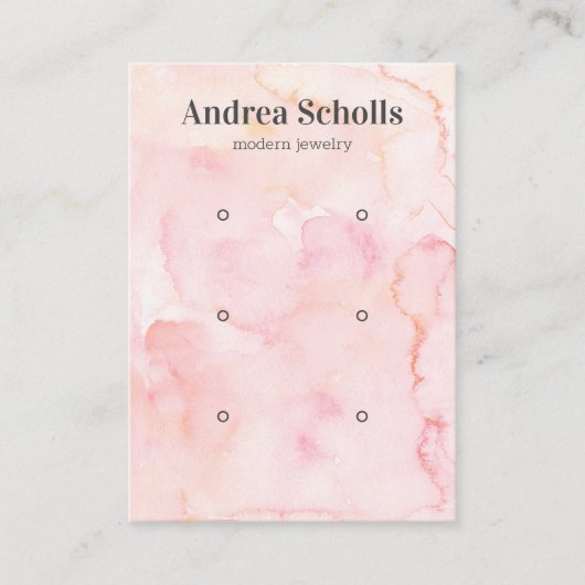 ピンクの水彩はっきりしたジュエリー3イヤリングディスプレイ 名刺 (正面)