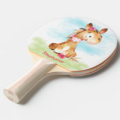 ピンクの水彩をかわいいサファリジャングル動物 卓球ラケット (正面アングル)