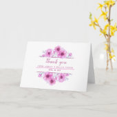 ピンクの水彩アネモネの花が感謝していお付き カード (黄色い花)