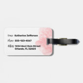 ピンクの水彩イニシャルモノグラム ラゲッジタグ (裏面横)