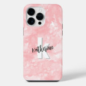 ピンクの水彩イニシャルモノグラム iPhoneケース (裏面)