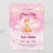 ピンクの水彩イラストプリンセス招待状 招待状 (正面/裏面)