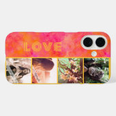 ピンクの水彩インクのカスタム4枚フォトコラージュ 恋愛 Case-Mate iPhoneケース (裏面 (横))