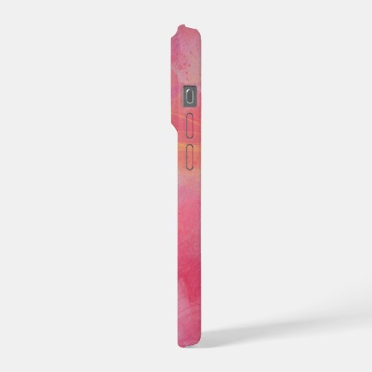 ピンクの水彩インクの名前 + モノグラム iPhoneケース (左側面)