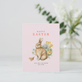 ピンクの水彩イースターバニー シーズンカード (スタンド正面)