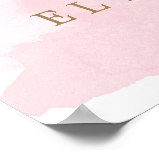 ピンクの水彩ウェルカムサイン 結婚前のお祝い ポスター (角)