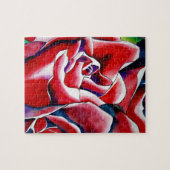 ピンクの水彩オリジナルアートバラ ジグソーパズル (横)