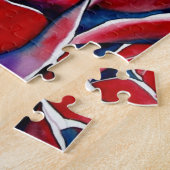 ピンクの水彩オリジナルアートバラ ジグソーパズル (側面)