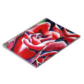 ピンクの水彩オリジナルアートバラ ノートブック (左側)