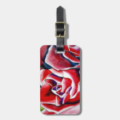 ピンクの水彩オリジナルアートバラ ラゲッジタグ (正面縦)