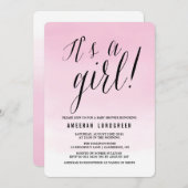 ピンクの水彩オンブレ ベイビーシャワー招待状 招待状 (正面/裏面)