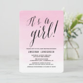 ピンクの水彩オンブレ ベイビーシャワー招待状 招待状 (スタンド正面)