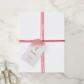 ピンクの水彩グリッターゴールドクロス洗礼女の子 ギフトタグ (より糸付き)