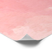 ピンクの水彩ゲストブックサイン ポスター (角)