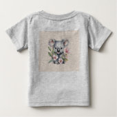 ピンクの水彩コアラの誕生日 ベビーTシャツ (裏面)