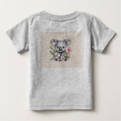 ピンクの水彩コアラ誕生日 ベビーTシャツ (裏面)