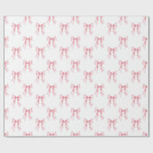 ピンクの水彩コケティーボウ トレンディ フェミニン ガーリー ラッピングペーパー (フラット)