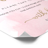 ピンクの水彩ゴールドの景品サイン ポスター (角)