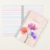 ピンクの水彩スパイラルノートブック 5.5" x 8.5" ノートブック (内側)